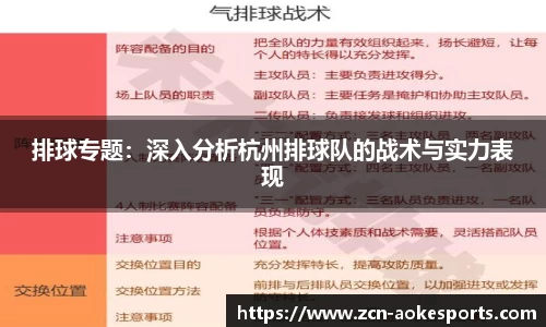 排球专题：深入分析杭州排球队的战术与实力表现